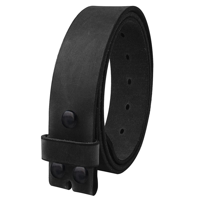NPET Mens Leather Belt Full Grain Vintage Distressed Style Snap on Strap 1 1/2" Wide (For 36"-38" waist, Black) - Image 1